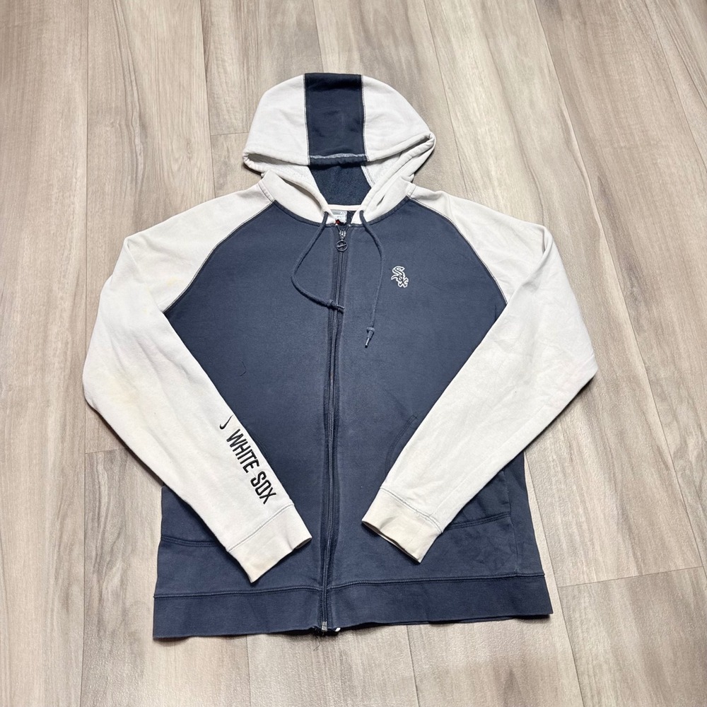 Nike Chicago White Sox Full Zip Hoodie Navy Blue White Colorblock Mens L 1146